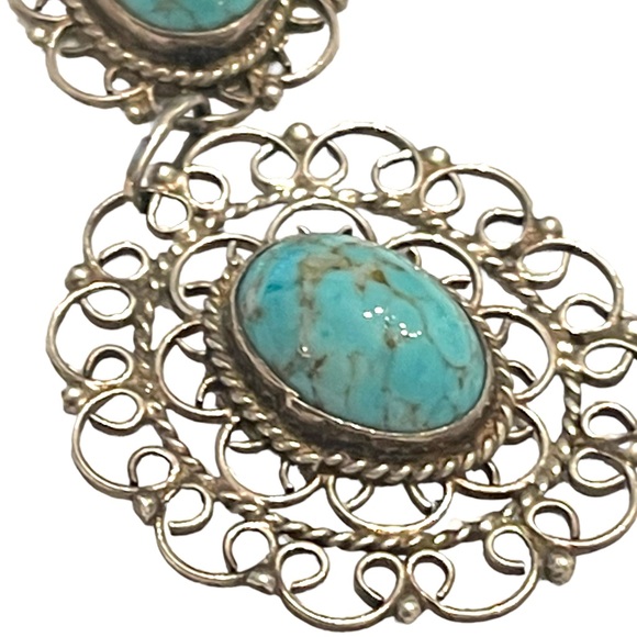 Plata De Jalisco VHLC Guad Mex 925 sterling RARE turquoise necklace southwestern - Picture 8 of 11